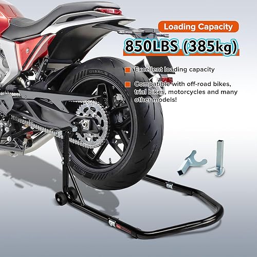 Vista 23 de Donext - Soporte para rueda trasera de motocicleta (850 lb), tamaño U color negro