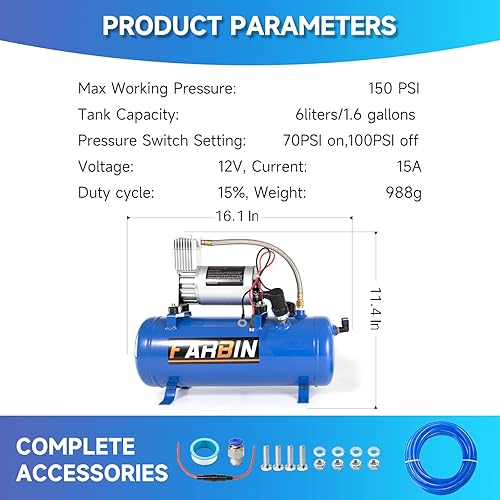Vista 12 de FARBIN - Bocina de aire de 4 trompetas, 12/24 V, 178 dB, superpotente, incluye solenoide eléctrico, universal, para trenes, camiones, SUV y lanchas