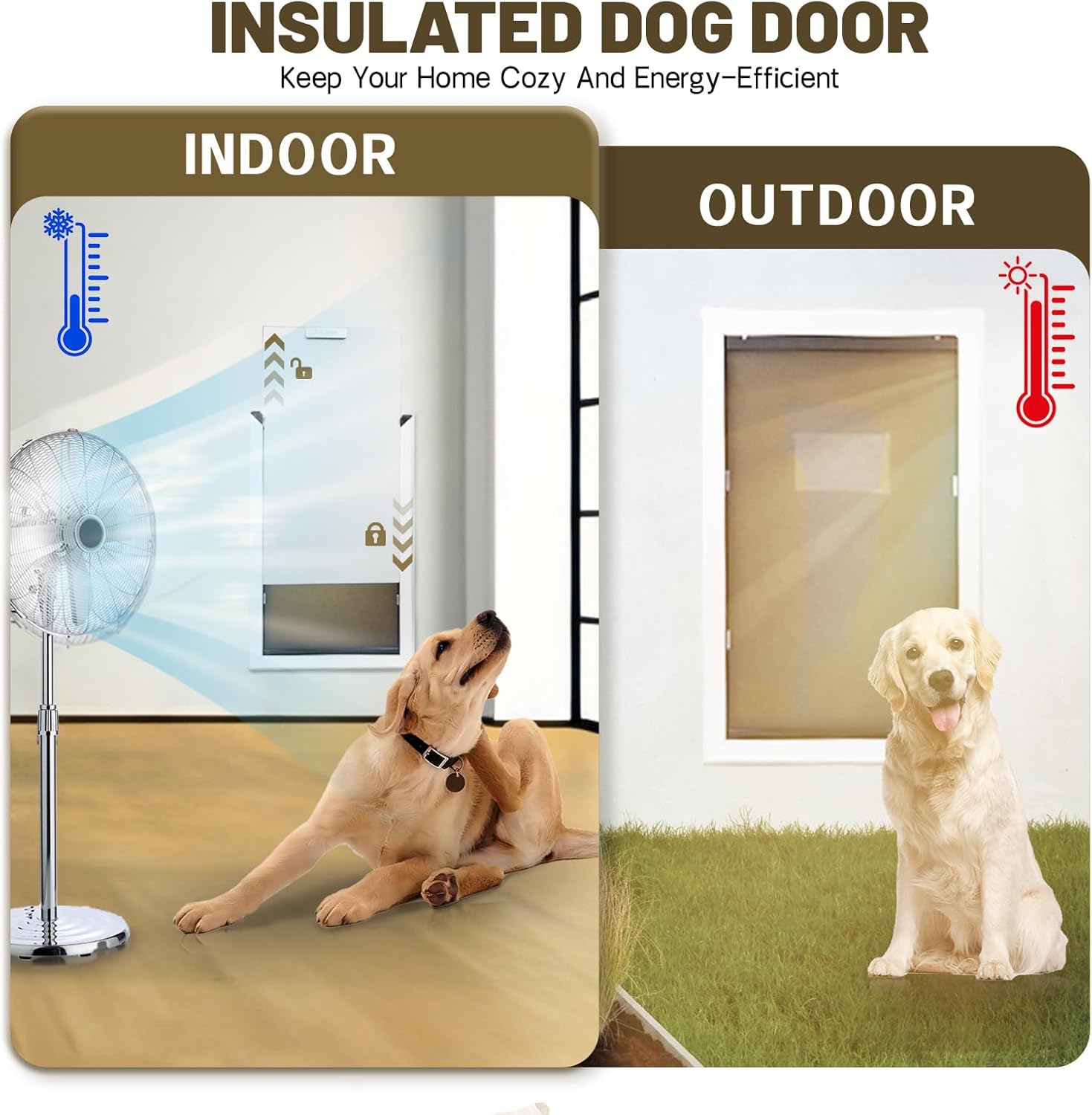 XL Dog Door for Wall - Aluminum Doggy Door for Wall Mounting - Double Flap for Ruff Weather, Extra Large Size for Giant Breed- Pet Safe Design