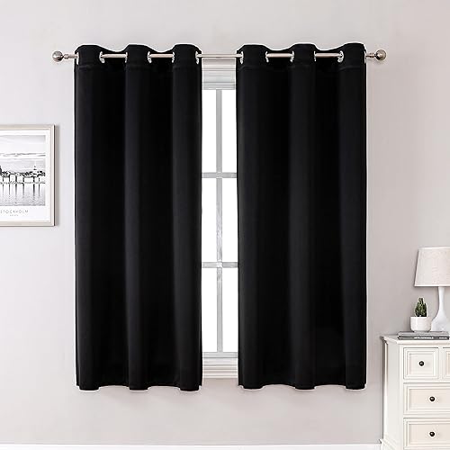 Apriko Blackout Curtains 63 Length 2 Panels - Thermal Insulated Drapes & Curtains for Bedroom/Grommet Top/Black/42x63 inch