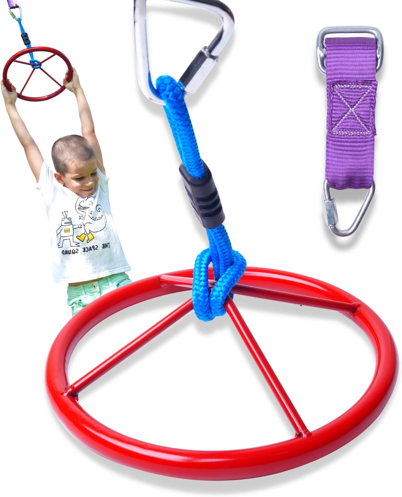 Trailblaze Ninja Wheel Obstacle 360° Rotatable Slackline Hanging Course for Kids Swing Monkey Wheel for Kids Outdoor Play Equipment - Perfect Addition to Your Backyard Ninja Obstacle Course