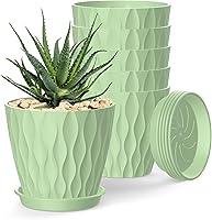 Vista 27 de Macetas SQKH de 4 pulgadas, juego de 6 macetas de interior, macetas con agujeros de drenaje y bandejas para orquídeas, violetas, suculentas, hierbas