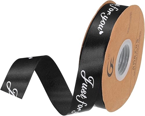 MECCANIXITY Cinta de satén de 1 pulgada de ancho y 50 yardas de ancho Just for You, cinta de grogrén personalizada de San Valentín para envolver
