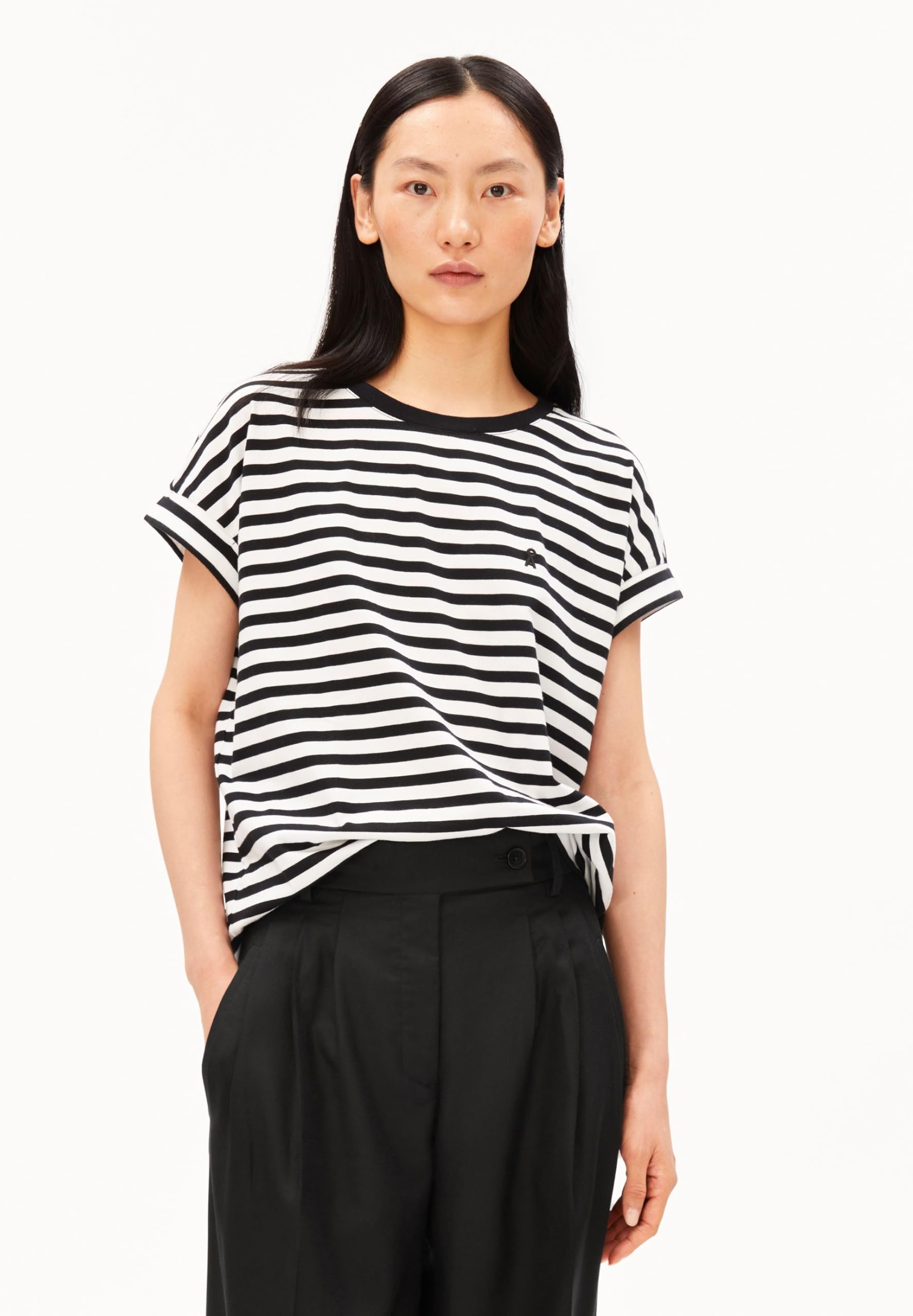 ARMEDANGELS Damen T-Shirt aus Bio-Baumwolle IDAARA Stripes Loose Fit