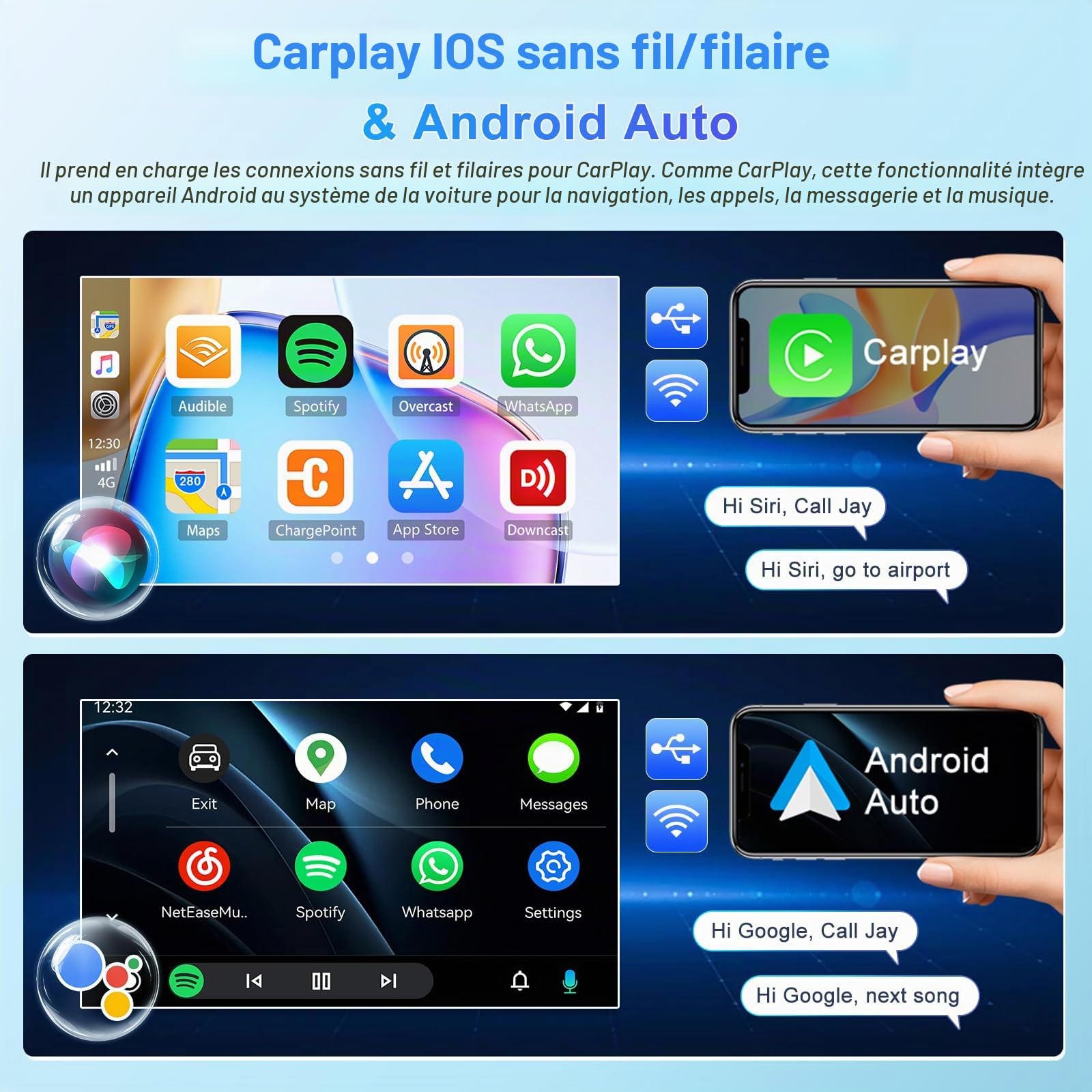 Android Autoradio 2 Din Compatible pour Mercedes C Class W204 S204 9" Écran Tactile Android 13 sans Fil Carplay avec GPS Navigation sans Fil Carplay Android Auto Bluetooth Voiture Caméra Arrière