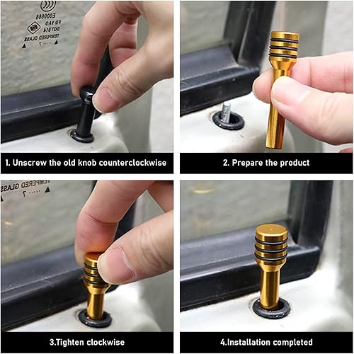 Miniatura 6 de Suvnie 4 pomos para cerradura de puerta de automóvil, 1.93 x 0.47 pulgadas, aleación de aluminio, pasadores de bloqueo de puerta interior,