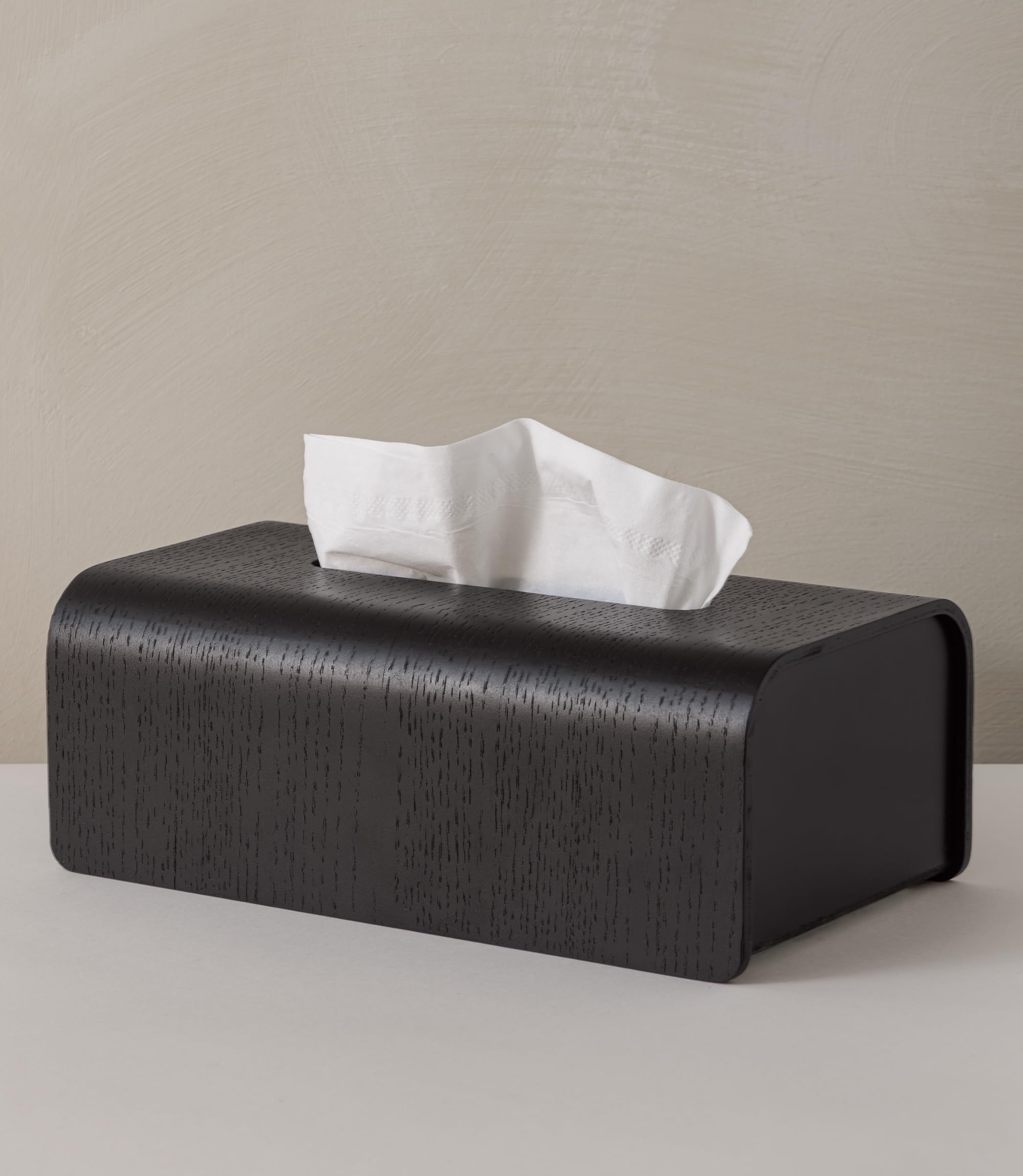 Kazai. Tissue Box Holder 'Toke' | FSC Certified Real Wood Veneer | Scandinavian Design Tissue Box Cover & Dispenser | Oak, black