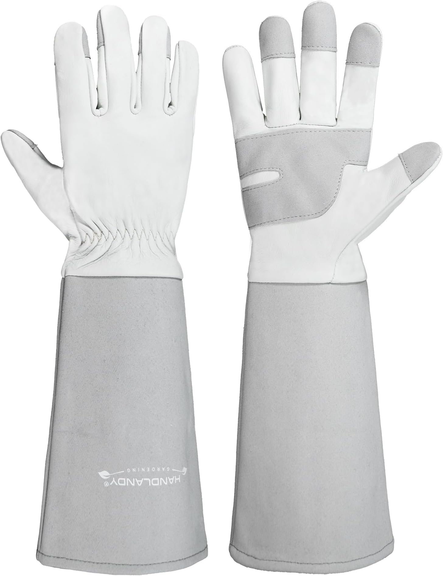 HANDLANDY Long Gardening Gloves for Men Women, Thorn Proof Rose Pruning Leather Garden Yard Gauntlet Glove, Gardening Gifts
