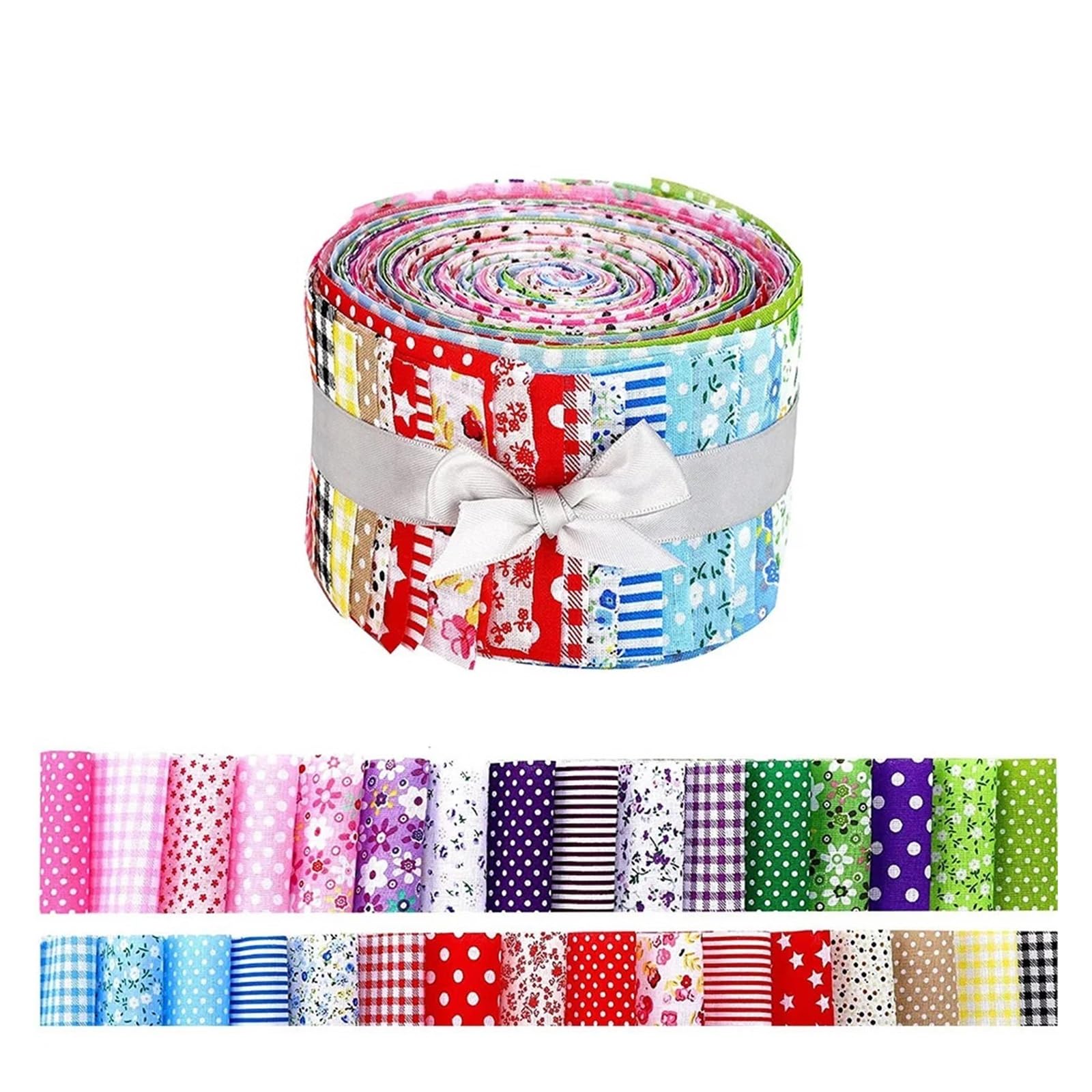 Patchwork Fabric 40Pcs Colorful Printed 6.5x25CM Sewing Material Cotton Jelly Rolls Strips Plain Fabric
