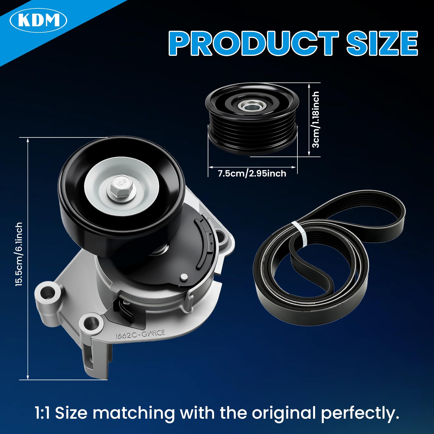 KDM Drive Belt Tensioner Idler Pulley Serpentine Belt kit Fit for Toyota Tundra 4Runner Land Cruiser Lexus LX470 LS430 GS400 SC400 Replacement 38488 49452 89255