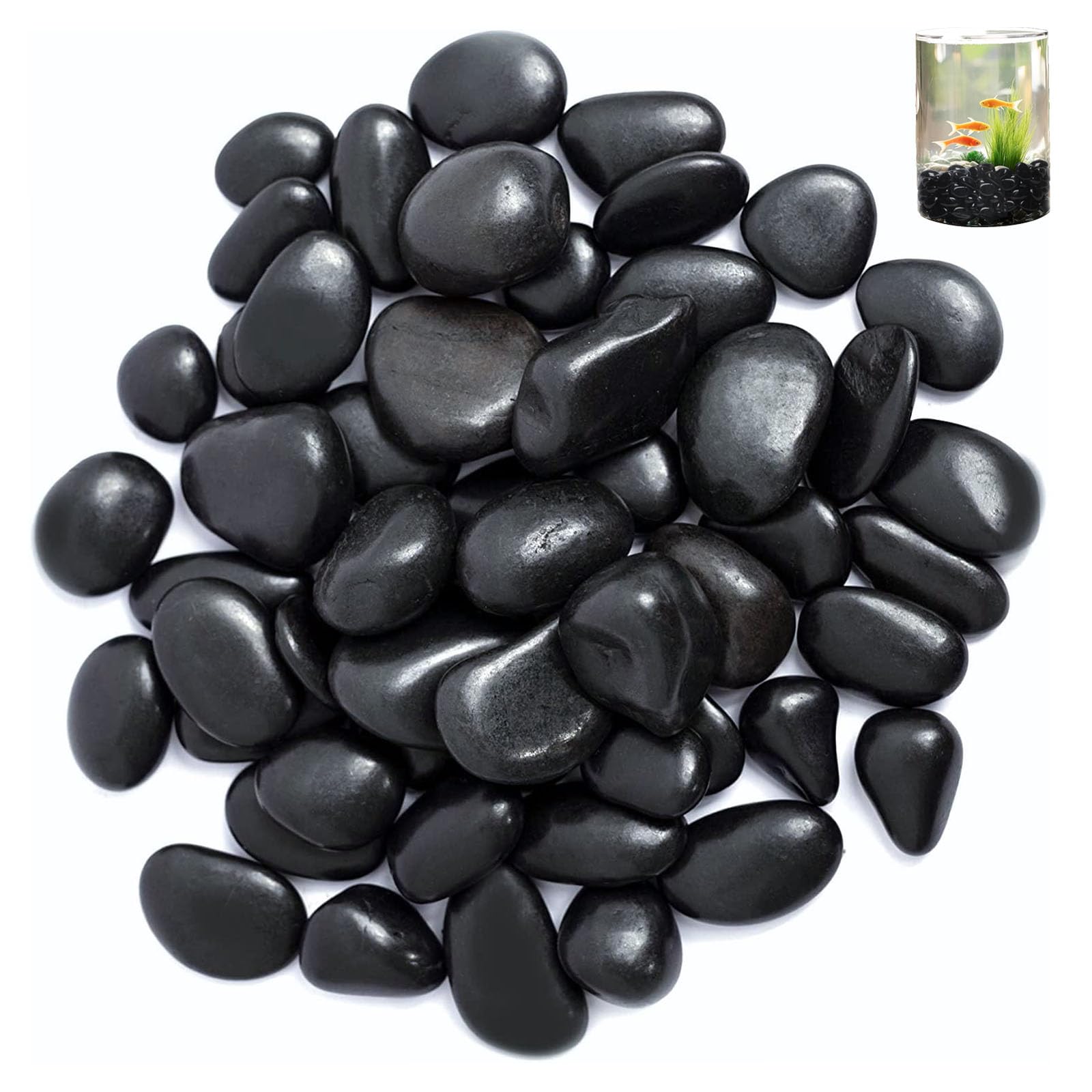 Ciottoli, 2-4 cm Ciottoli Nero da Giardino, 1kg Pietre Decorative, Pietre Decorative Lucidate, per la Cura del Paesaggio, la Decorazione Della Casa, L'artigianato, i Progetti Artistici