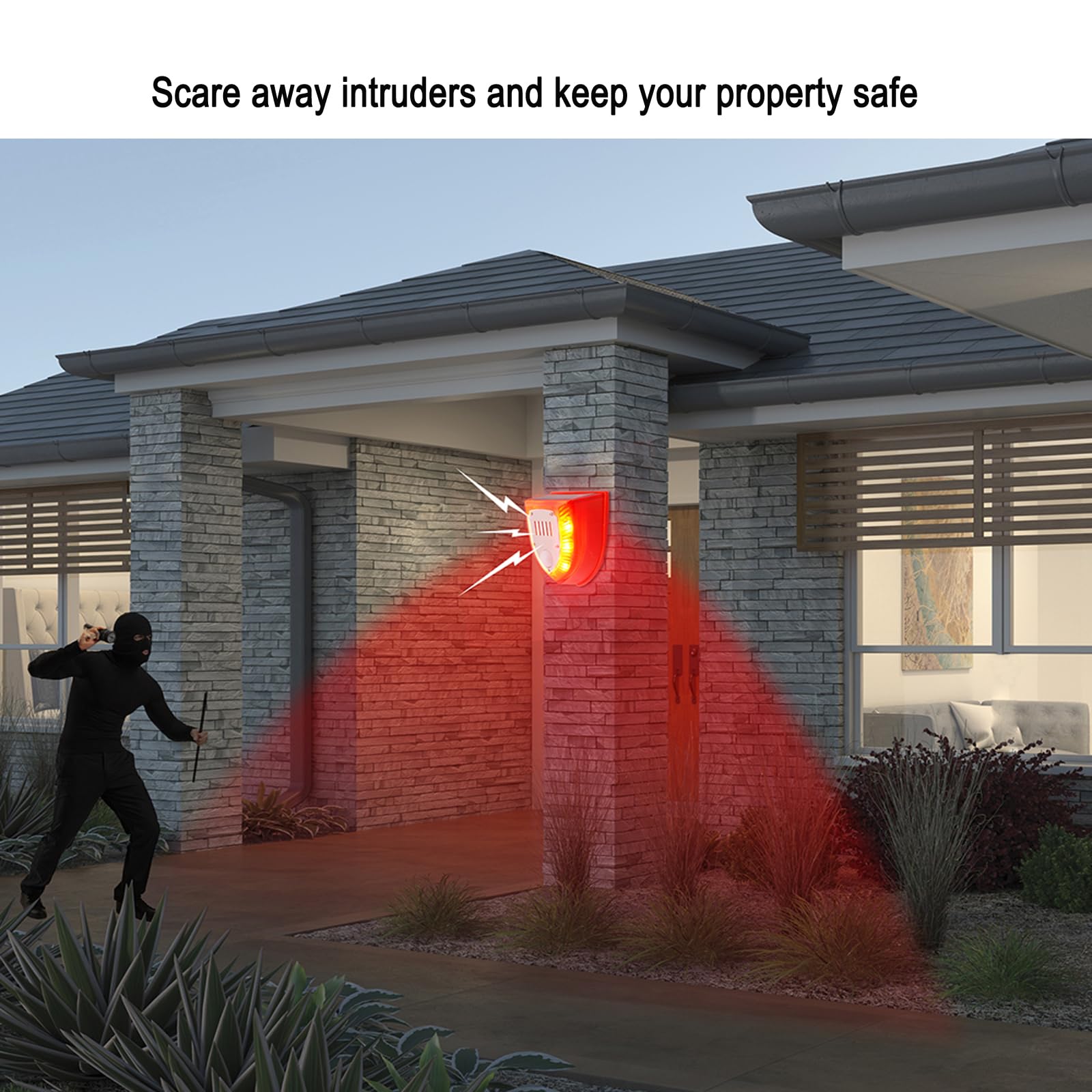 Solar alarma sensor de movimiento exterior-911M (rojo -2 paquetes)