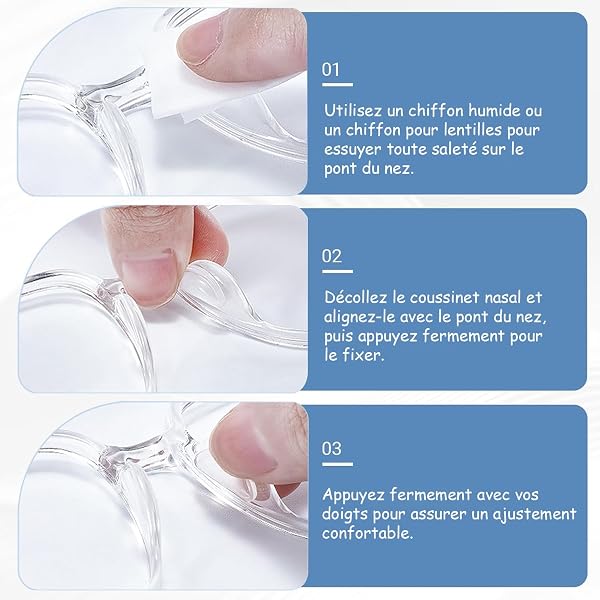 KEWAYO Coussinets Nasaux pour Lunettes, Silicone Souple Transparent, Adhésif Antidérapant, 10 Paires, 2 Styles Inclus - 4