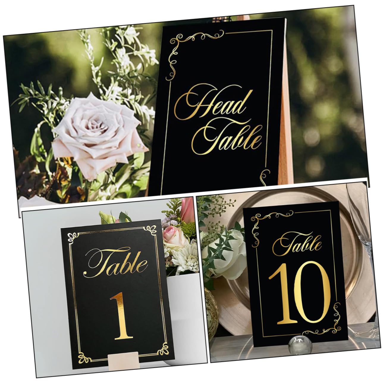 Cabilock 5 Sätze Tischkarte Digitale Karte Platzkarten Gruß Hochzeitsdekor Stand Schwarze Tischnummern Rustikal Ort Hochzeitstischnummern Runden Tischkarten Mini Papierstau 30 Stück * 5