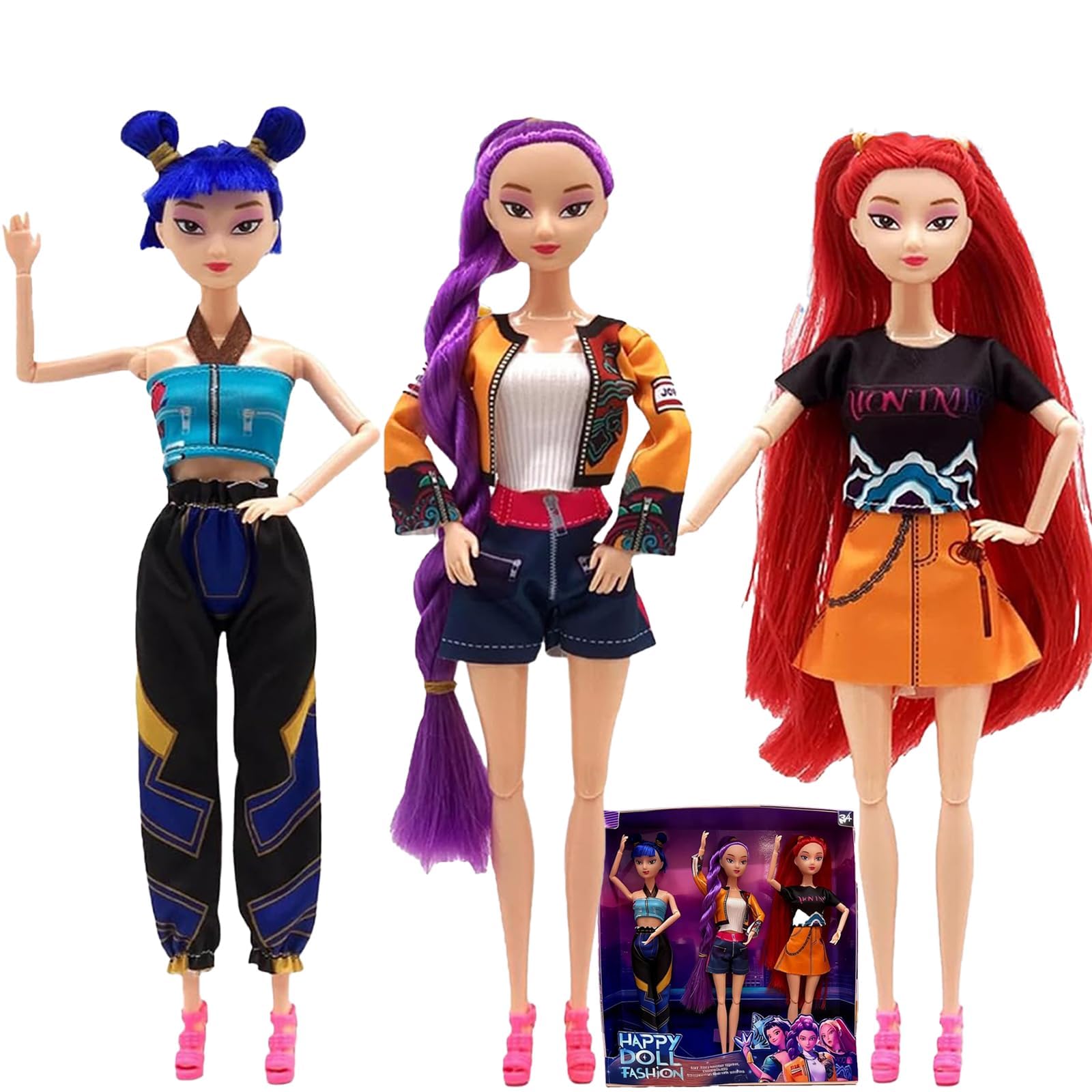 Bambole 𝐊-𝐏𝐎𝐏 𝐃ém0n 𝐇unders 29 cm – Figurine K-pop Huntrix Rumi/Mira/Zoey Articolate con Vestiti e Accessori – Giocattolo per Bambine, Collezione e Regalo Fan (A)