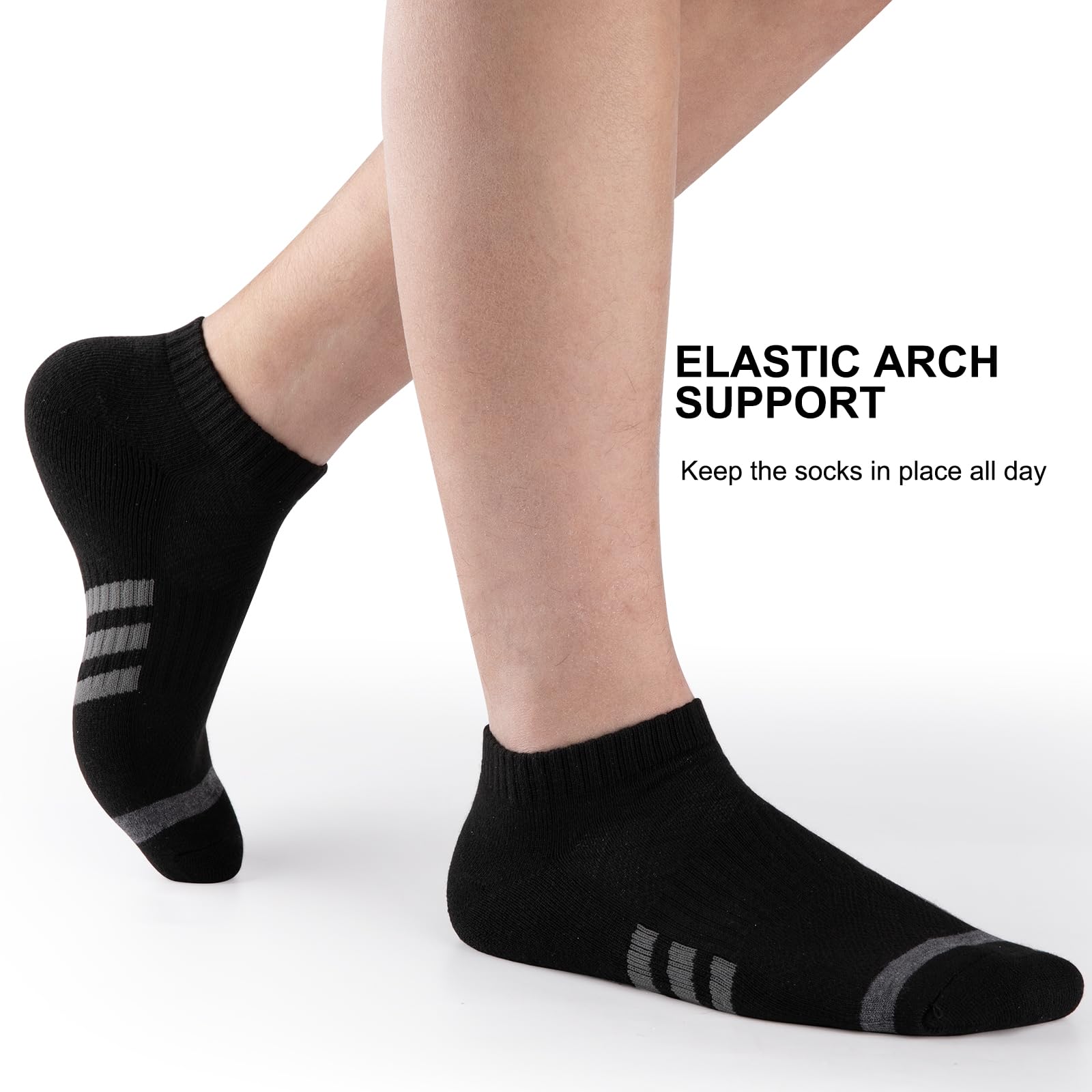 Heatuff 12 pares de calcetines de tobillo acolchados para hombre, atléticos, para correr, de corte bajo, transpirables, cómodos, casuales