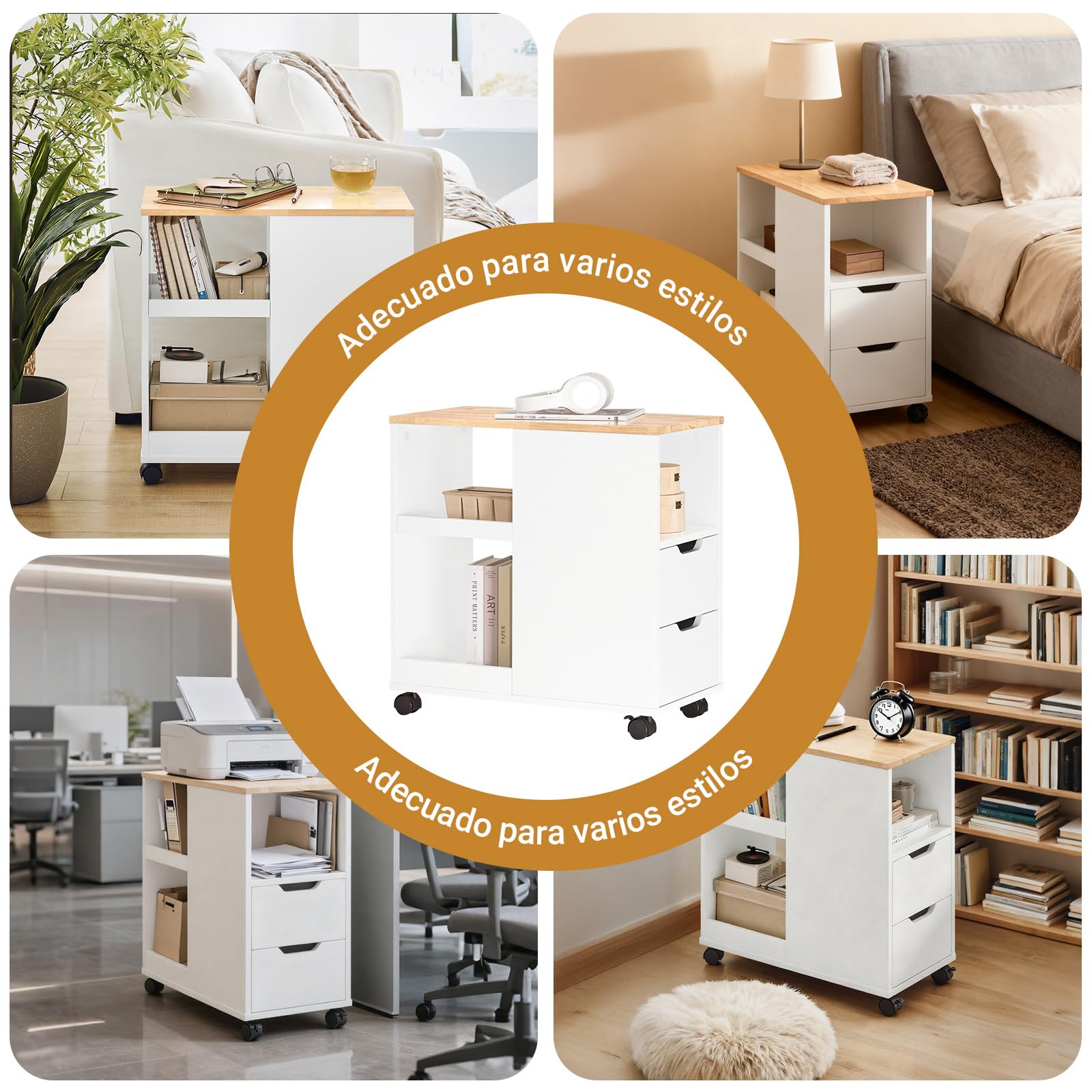 SoBuy Soporte Impresora con Ruedas y cajones, 30x60x60cm Oficina