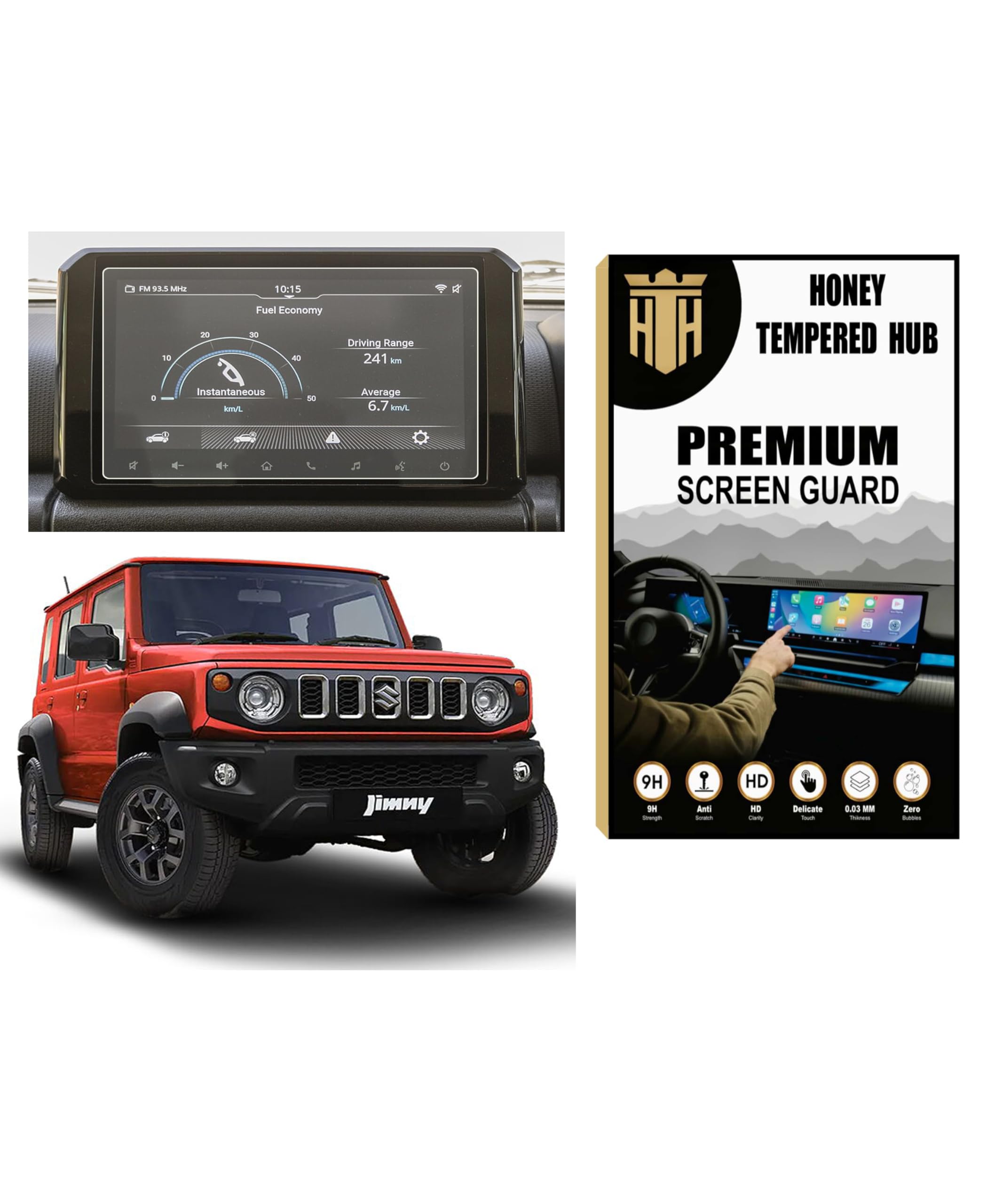 TouchScreen Protector Compatible For MARUTI SUZUKI JIMNY 2023 ALPHA 9 INCH | GPS Infotainment Display Screen Guard | Car Music System Accessories [Not Tempered Glass] (Alpha 9 Inch)-image-8