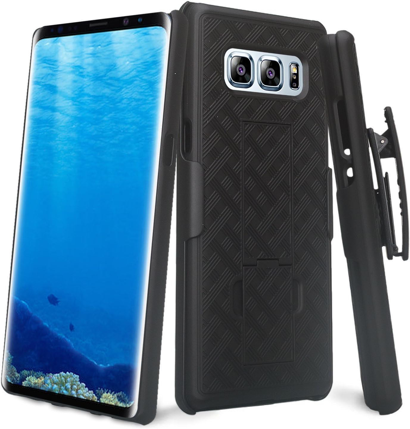 BELTRON Slim Protective Grip Case & Rotating Belt Clip Holster Combo for Samsung Galaxy Note 8 with Built In Kickstand