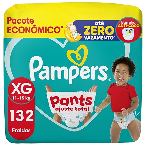 Fralda Pampers Pants Ajuste Total Tamanho XG, Fácil de Vestir, 132 Unidades