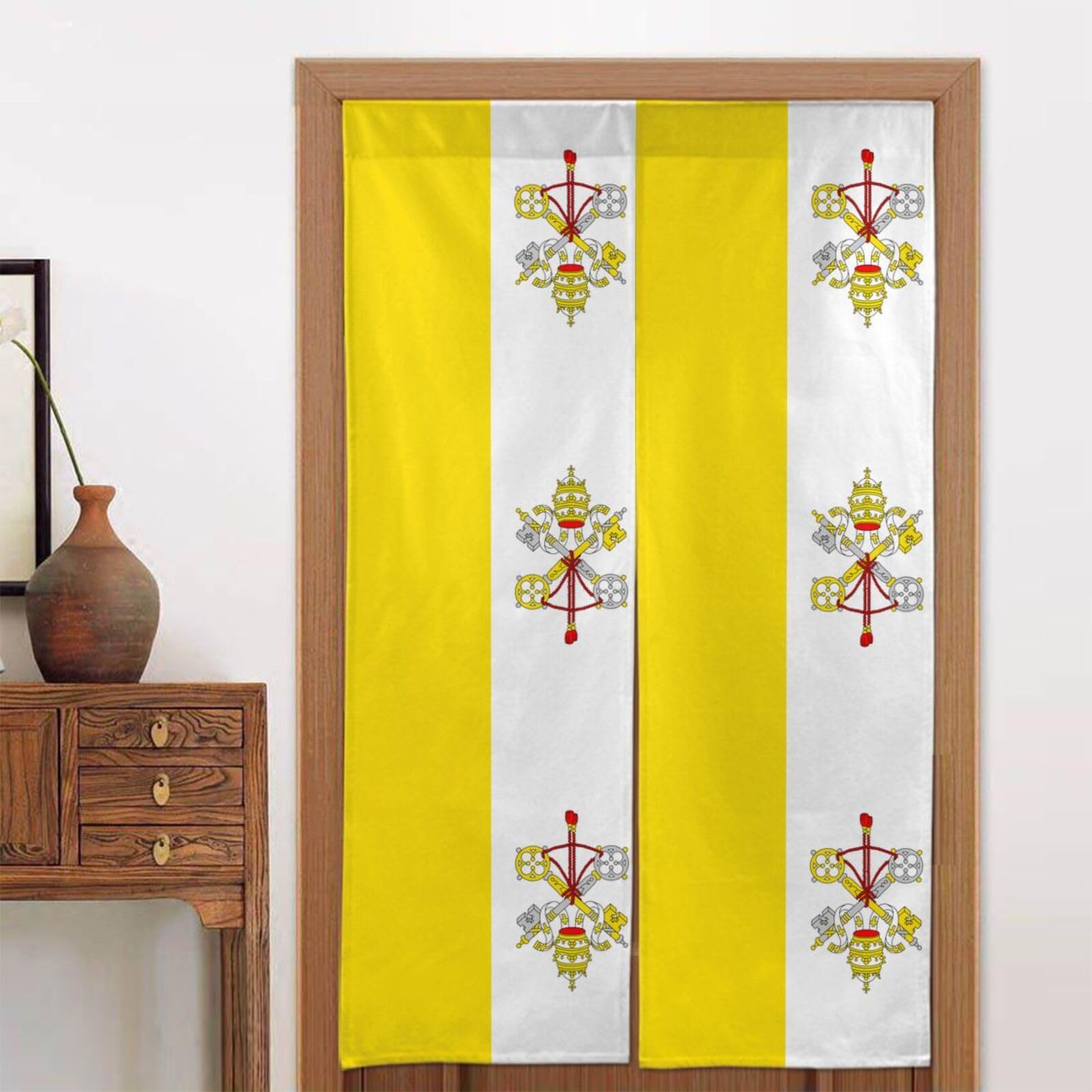 CNTDBU Vatican flag Door Curtain 34x56 Inch-Room Divider Panel for Privacy, Entryway Screen for Kitchen Bedroom
