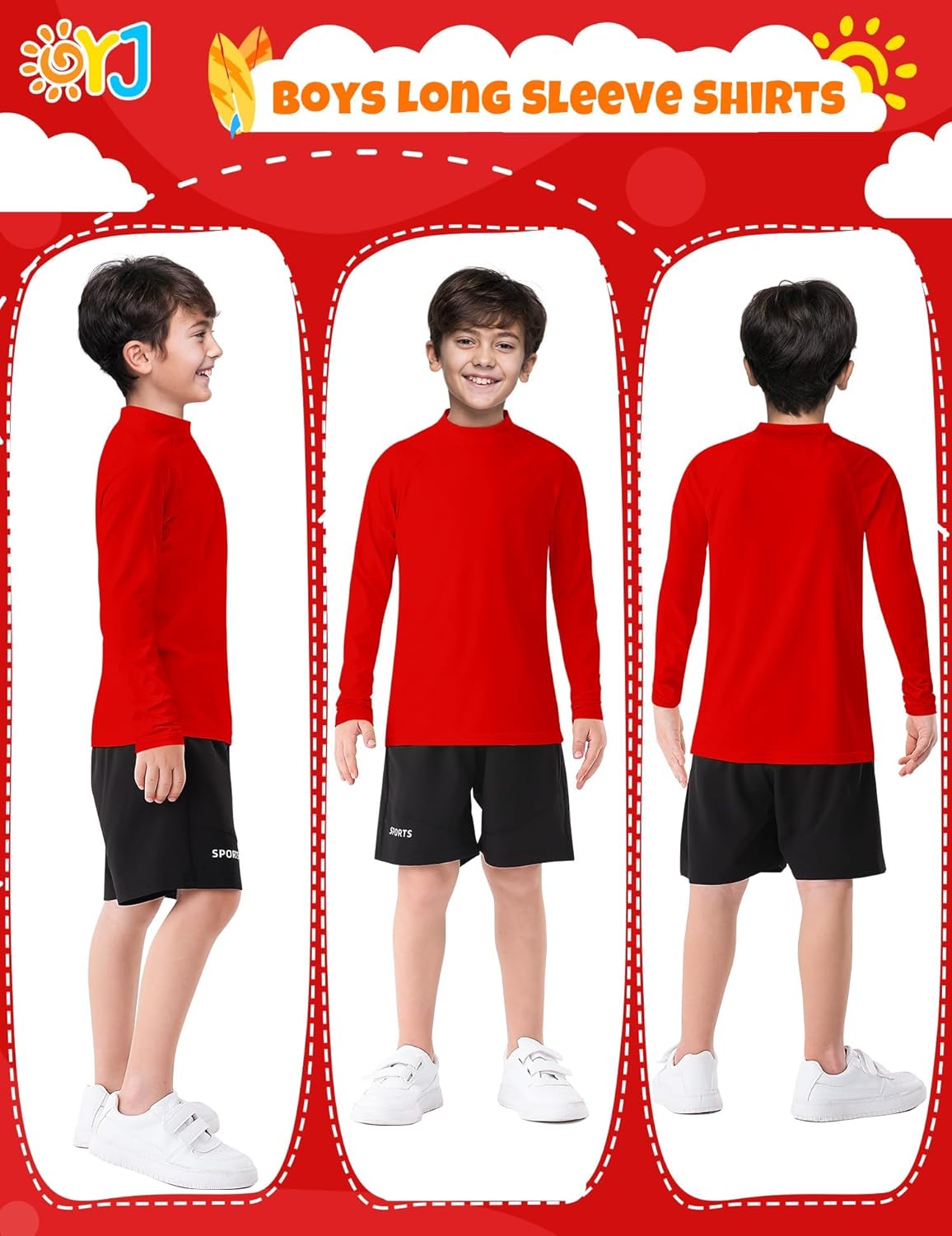 Youth Boys Compression Thermal Shirt Long Sleeve Fleece Lined Athletic Baseball Football Undershirts Sports Base Layer - Image 6