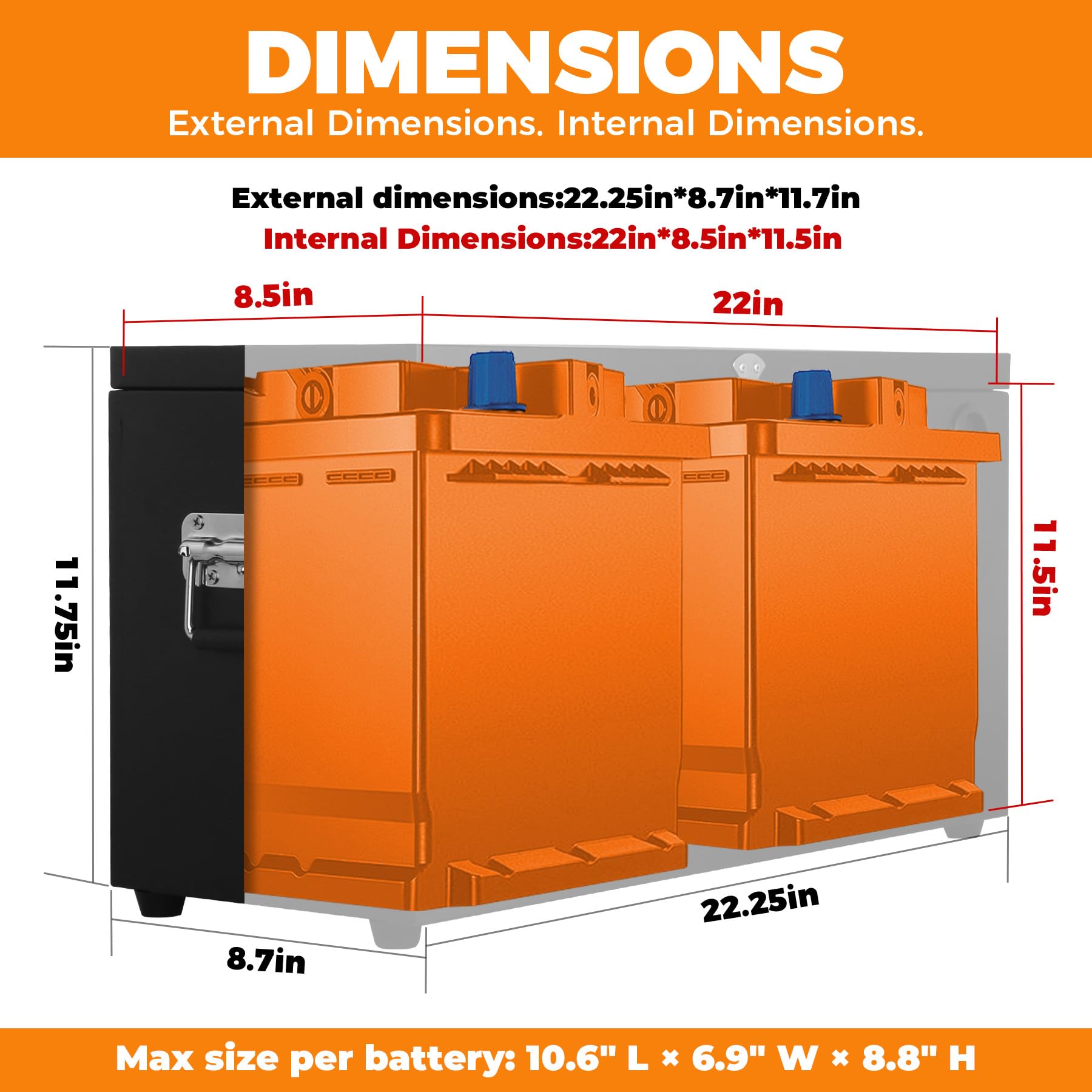 Snapklik.com : Stainless Steel Dual Battery Box, 12V Car/RV/Marine ...