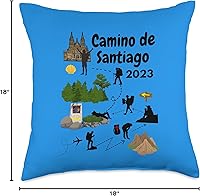 Vista 4 de El Camino de Santiago Pilgrim Camino Santiago de Compostela 2023 Pilgrim Journey - Almohada (18 x 18 pulgadas), multicolor