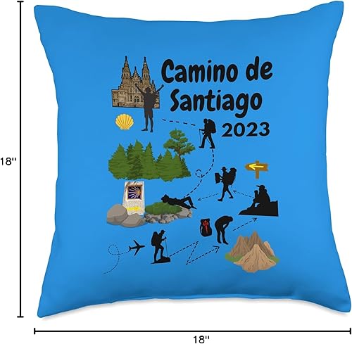 Miniatura 4 de El Camino de Santiago Pilgrim Camino Santiago de Compostela 2023 Pilgrim Journey - Almohada (18 x 18 pulgadas), multicolor