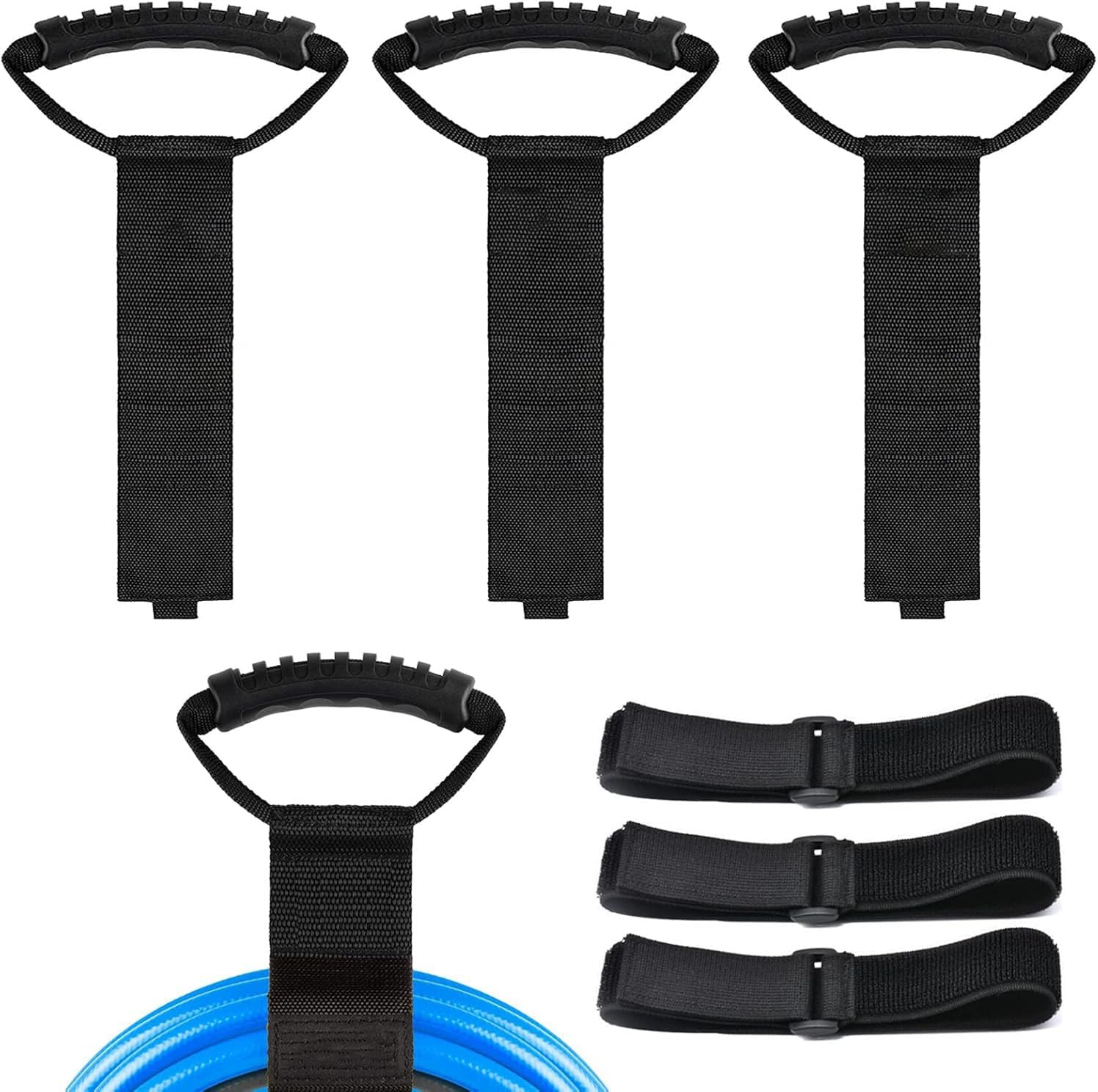 Heavy Duty Storage Straps with Handle, 3 Pieces 17 inch Garage Organization Extension Cord Organizer, Hook and Loop Organizer Hanger for Cords, Cables, Hoses, Rope, RV, Boat, Garage, Home