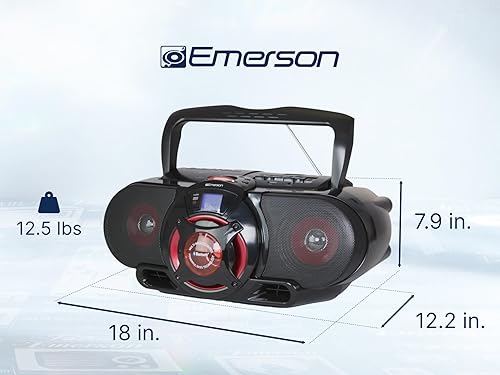 Miniatura 7 de Emerson EPB-3002 Boombox portátil Bluetooth, radio estéreo MP3/CD AM/FM con reproductor/grabador de cassette, subwoofer y entrada USB