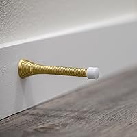 Vista 6 de Paquete de 10 topes de puerta de resorte de latón pulido, tapón de puerta flexible con punta de goma - Tope de puerta de resorte - Design House