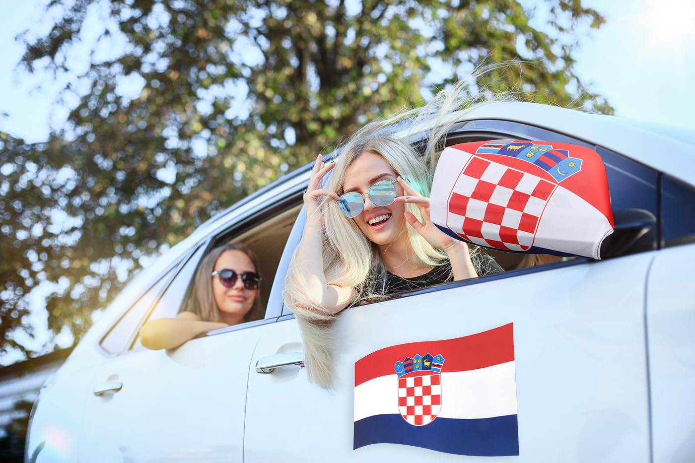 Sonia Originelli Fanset Für Auto - 2 Fensterfahnen & 2 Magnetfahnen Kroatien