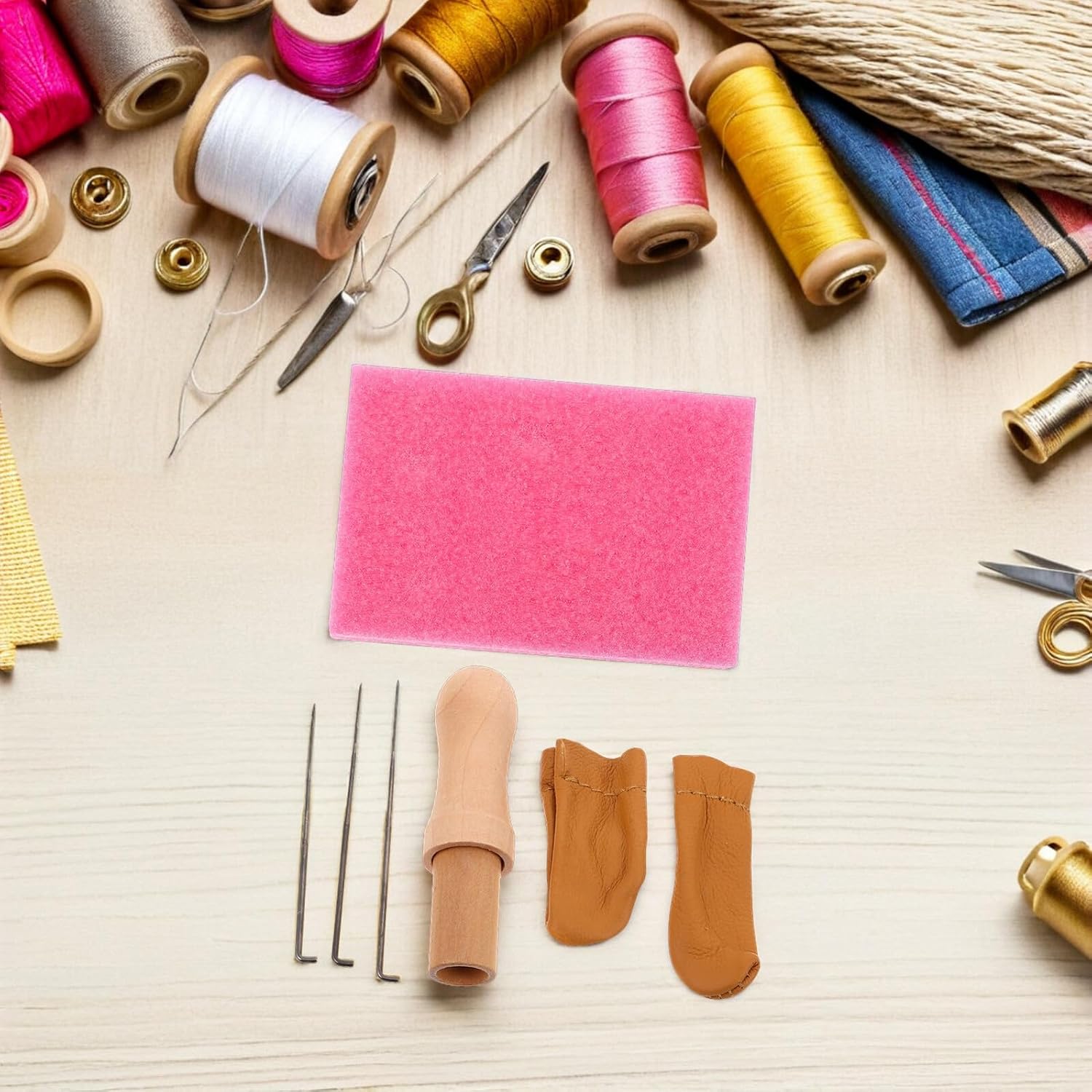TIDTALEO Needle Felting Tool Kit with Wood Handle Needles (coarse, Medium, Fine) Finger Cots Working Pad Storage Bottles for DIY Wool Craft Beginners
