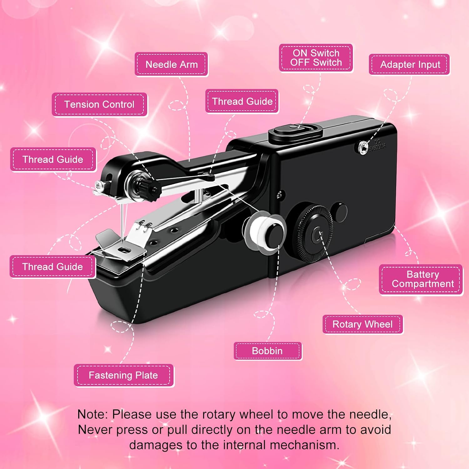 Lightweight and Easy Operated Cordless Handheld Sewing Machines for Beginners,Mini Hand Sewing Machine with Accessory Kit, Portable Sewing Machine for Home Quick Repairing and Stitch Handicrafts - Image 2