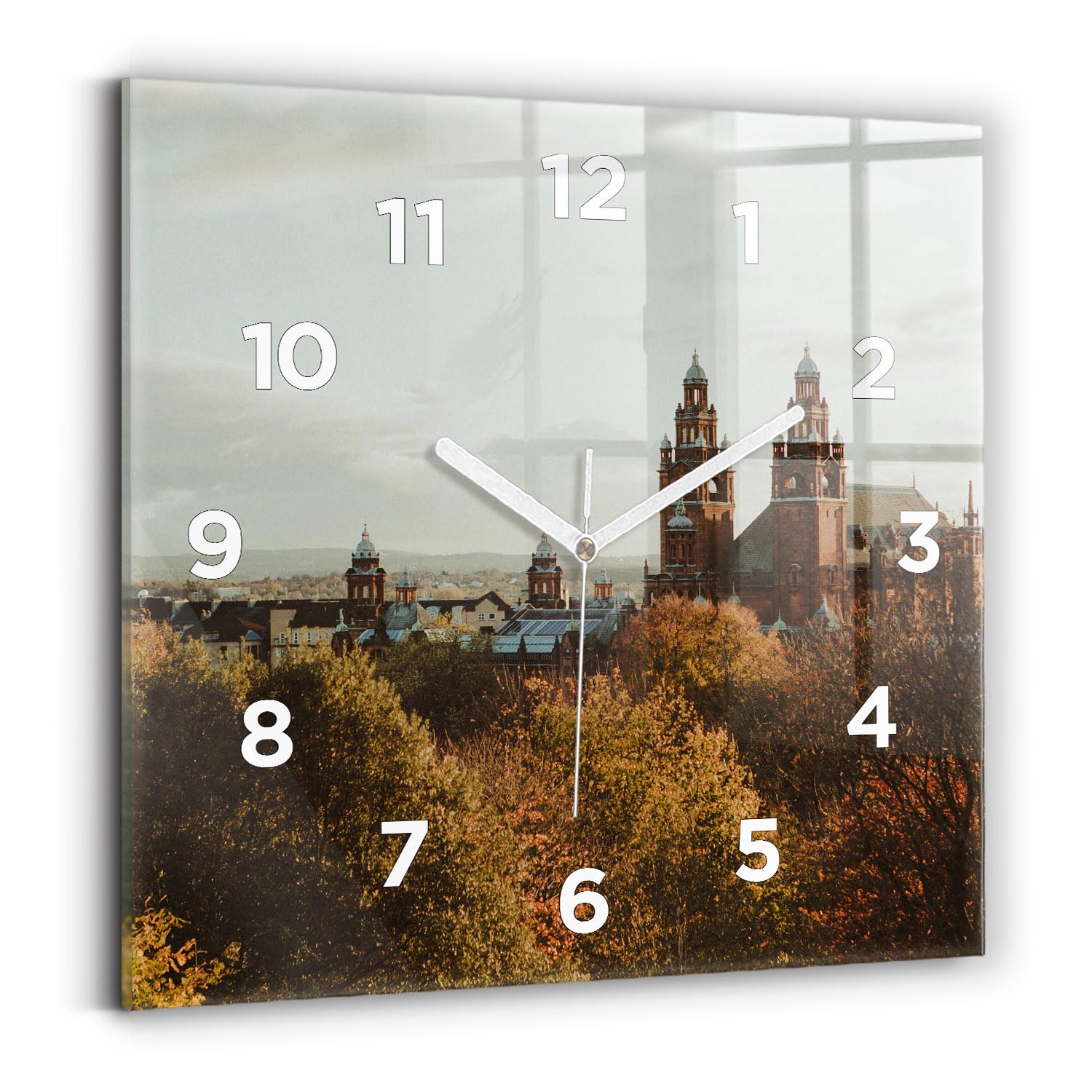 Horloge numérique 30x30 cm Wallfluent carrée silencieuse design blanc