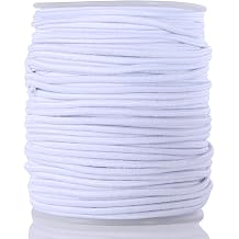 KONMAY 2.0mm Elastic Cord for Jewelry Making, White Stretch Bracelet String for Stone Beads, Glass Beads & Chunky Bracelets, Hair Ties, Face Masks and Scrunchies, 50 Yards