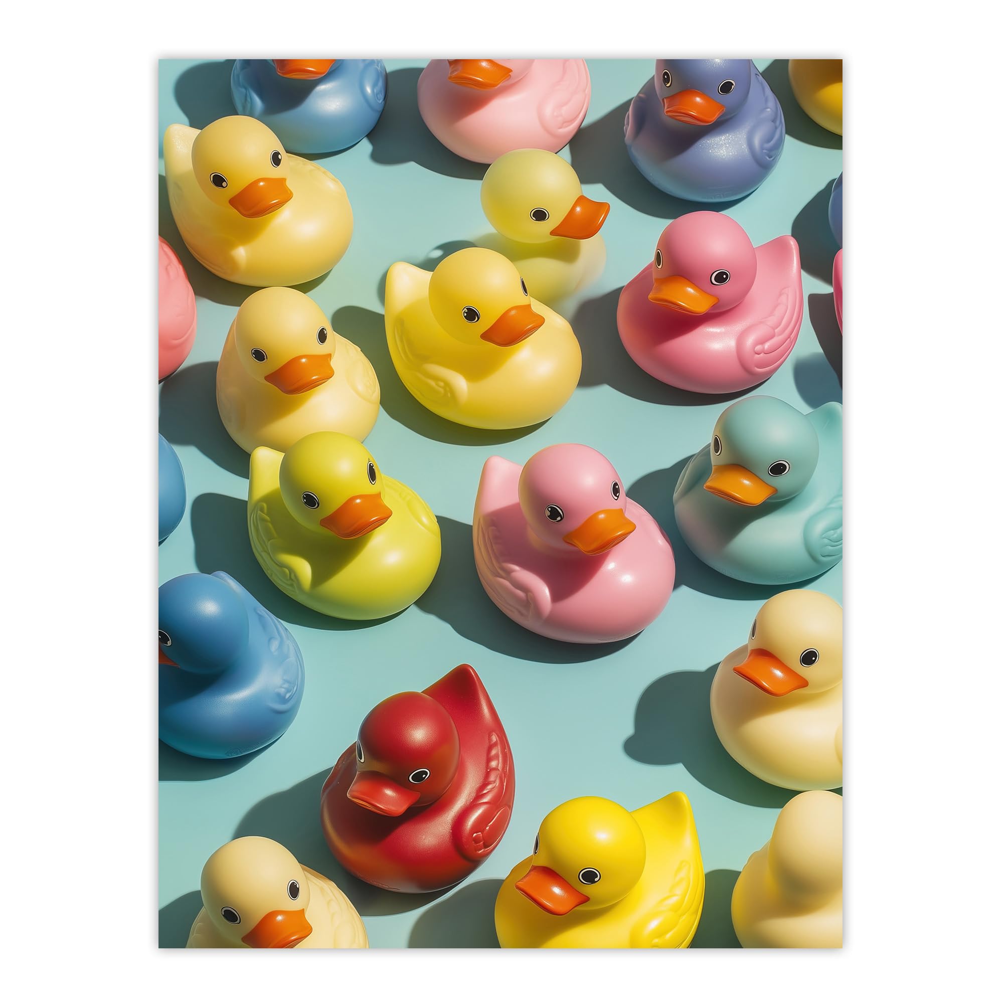 Artery8 Rubber Ducks Ducky Colourful Pattern Modern Bathroom Toilet Large Wall Art Poster Print Thick Paper 18X24 Inch