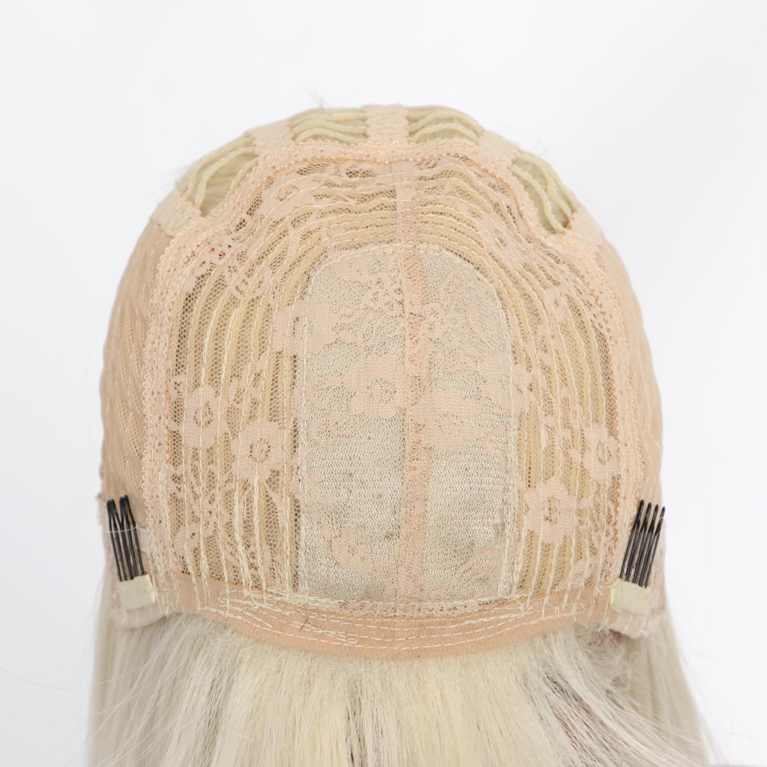 SIMKAYLEE Kurze Blonde Glatte Perücke mit Pony Damen Kurz Blond Gerade Bob Perrücke für Frauen Schulterlang Hellblond Wig für Karneval Fasching Party Halloween Cosplay Anime Roboter Alien (30 cm)