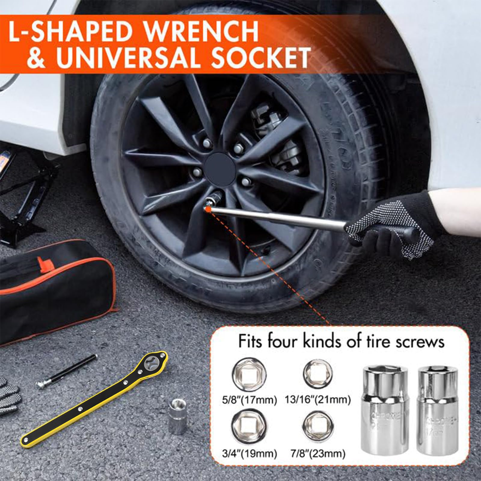 Rarapop Kit cric per auto con cric a forbice per 2 tonnellate (2000 libbre) Kit di emergenza universale con chiave a capocorda per cambio pneumatici per auto SUV