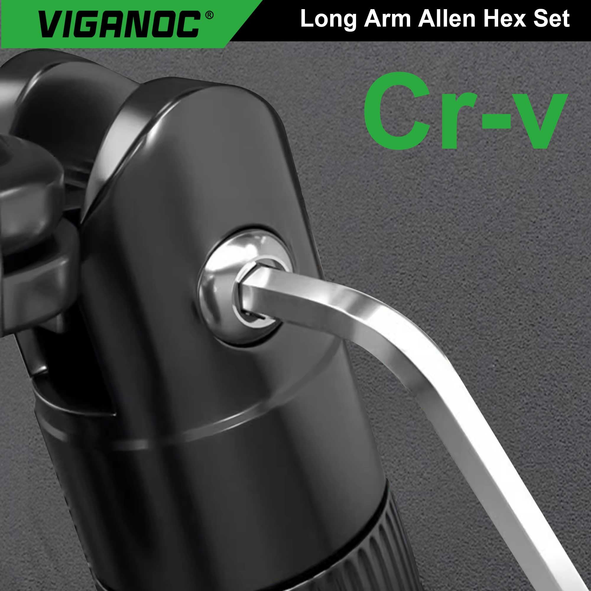 Viganoc Allen Hex Key Set, 9-Piece, L-Shape, Chrome Vanadium Steel, 1.5-10 mm - Image 2