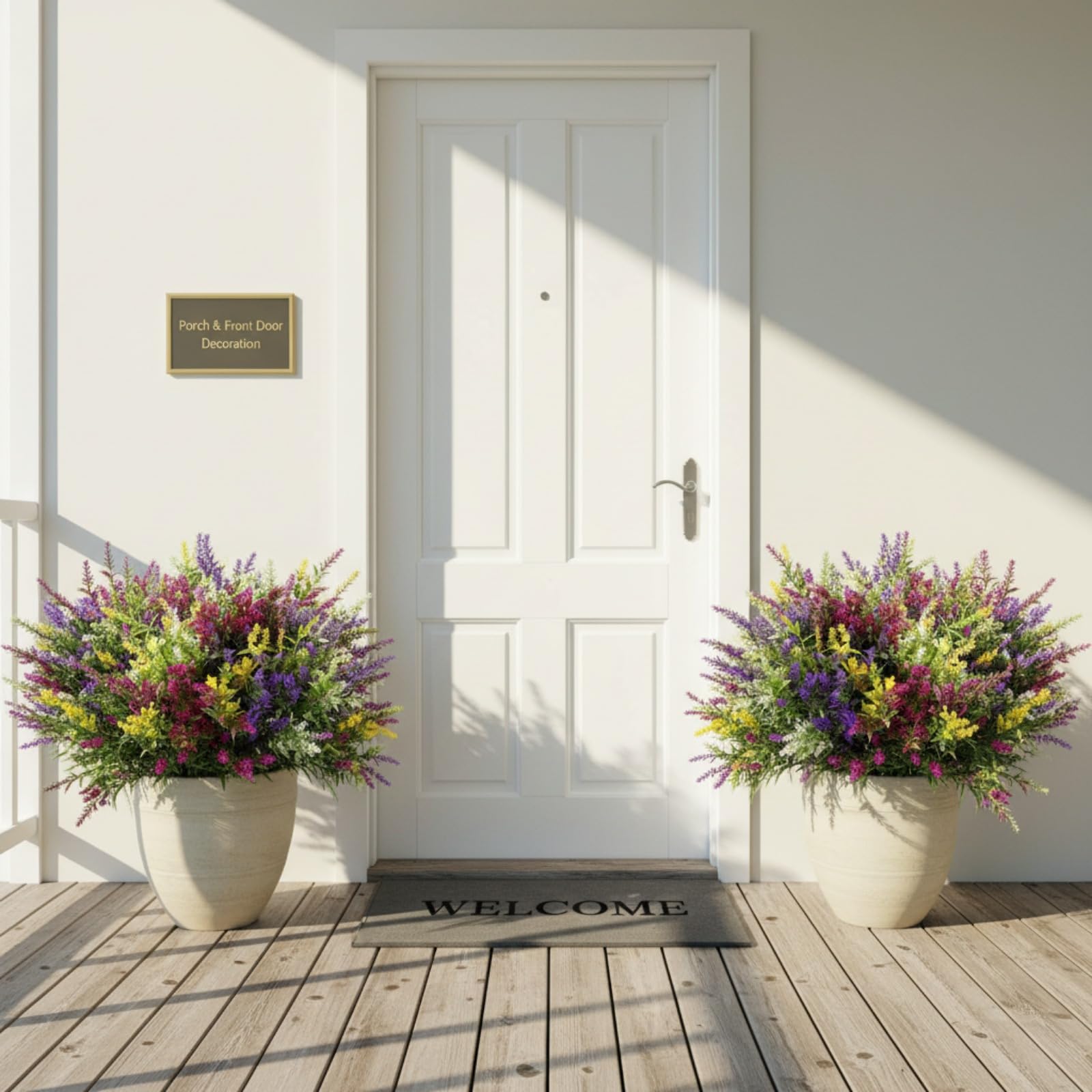 Xinnun 24 fasci di piante artificiali da esterno, resistenti ai raggi UV, fiori finti per esterni, margherite, peonie, lavanda, verde finto per primavera, estate, giardino, portico, esterno e interno