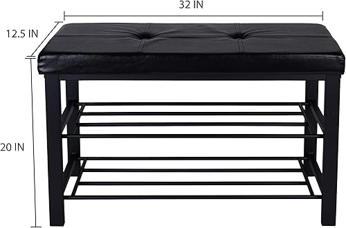 Miniatura 9 de Simplify Banco de almacenamiento, zapatero, otomano, acolchado para entrada, dormitorio, armario y pasillo, gris Gris,Negro -