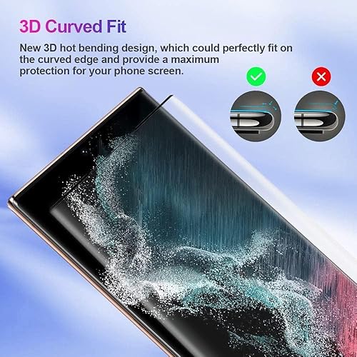 Miniatura 3 de Paquete de 2 + 2 protectores de pantalla para Galaxy S22 Ultra que incluye 2 protectores de pantalla de vidrio templado + 2 protectores de lente de