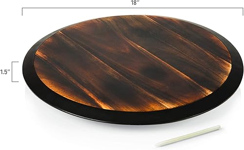 Miniatura 7 de PICNIC TIME NCAA Nebraska Cornhuskers Lazy Susan Bandeja para servir, plato giratorio de madera, plato de servir queso, madera de acacia (Fire