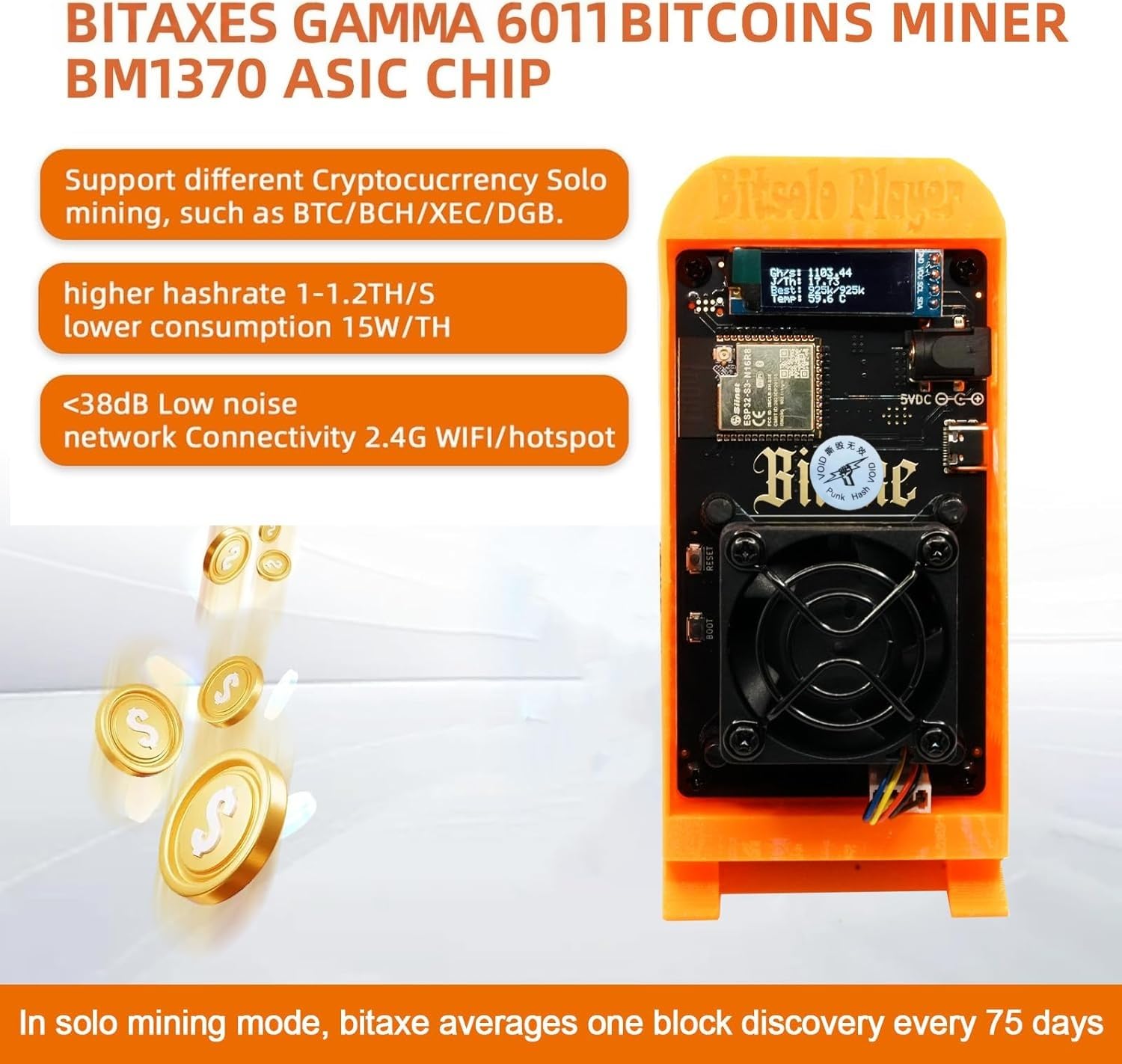 Amazon.com: Bitaxes Gamma 601 Bitcoins Miner 1.2TH/s Solo Miner BM1370 Asic  Chip Bitcoins Miner 18W/TH BTC Lottery Crypto Miner with Open System Asic  Bitcoins Mining Machine : Electronics