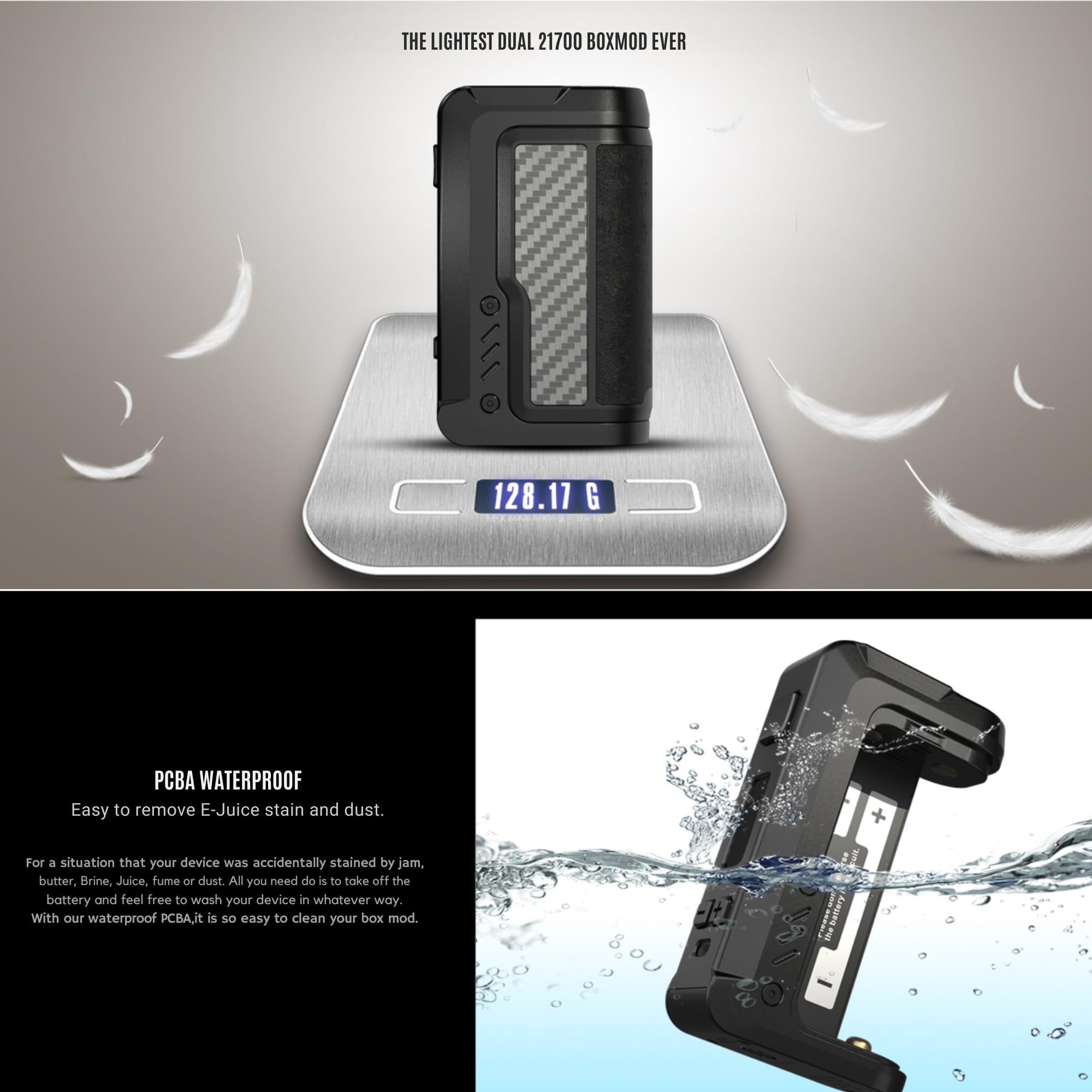 Vandy Vape Gaur-21 Vape Mod [Requires 2 x 21700 Battery - Sold Separately]  5-200W, Durable & Waterproof, OLED Screen, No Nicotine [Carbon Fiber  Black]: Amazon.co.uk: Electronics & Photo