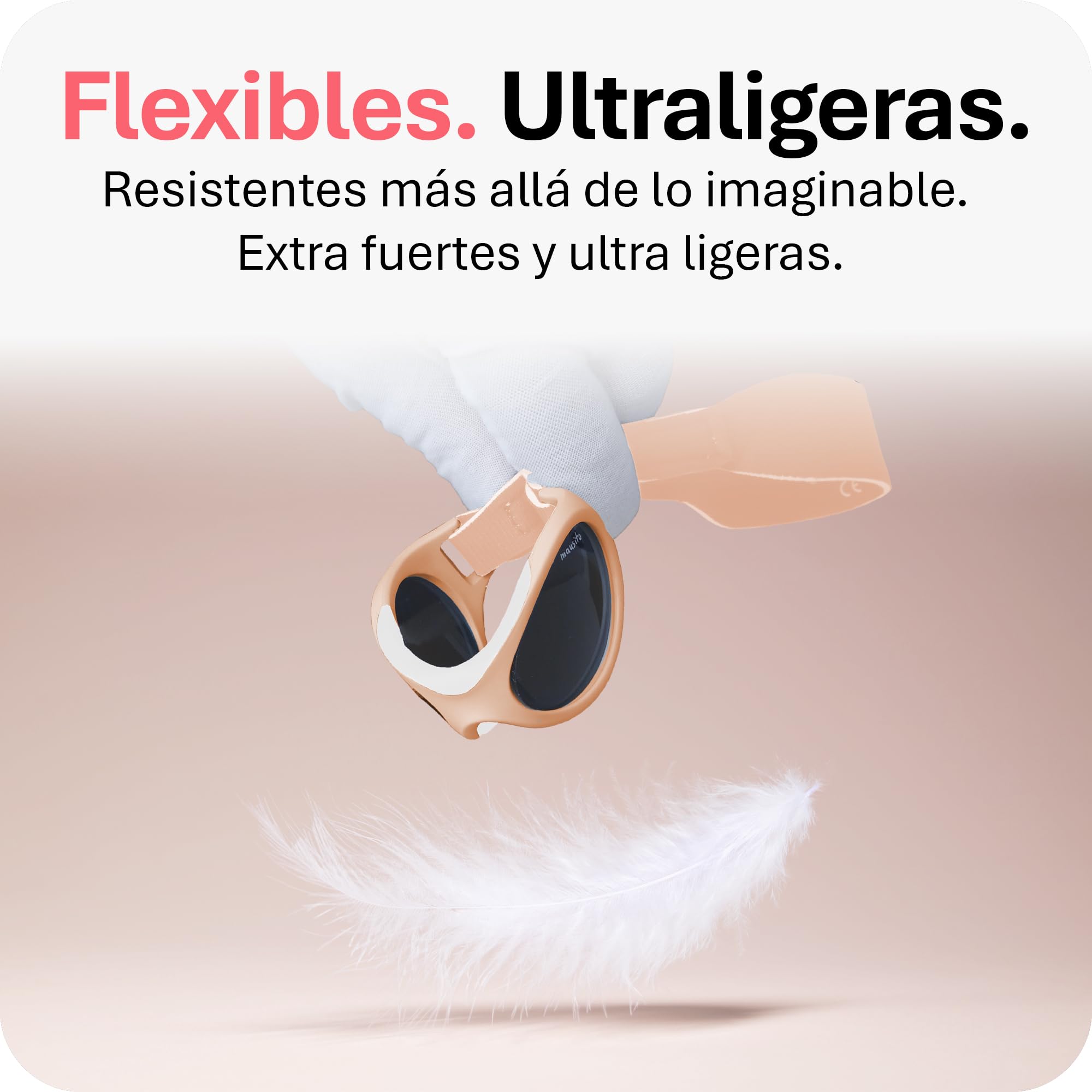 Mausito gafas de sol para bebés 0-18 meses UV400 & lentes categoría 3 | Gafas de sol infantiles flexibles con correa ajustable y suave | Ajuste seguro | Diseño europeo