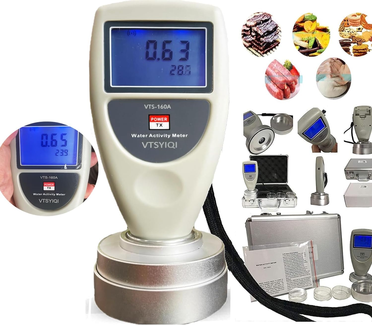 VTSYIQI Water Activity Tester Monitor Portable Water Activity Meter for Food Jerky Dried Fruit Vegetable AW Monitor Range 0 to 1.0AW Accuracy 0.02AW