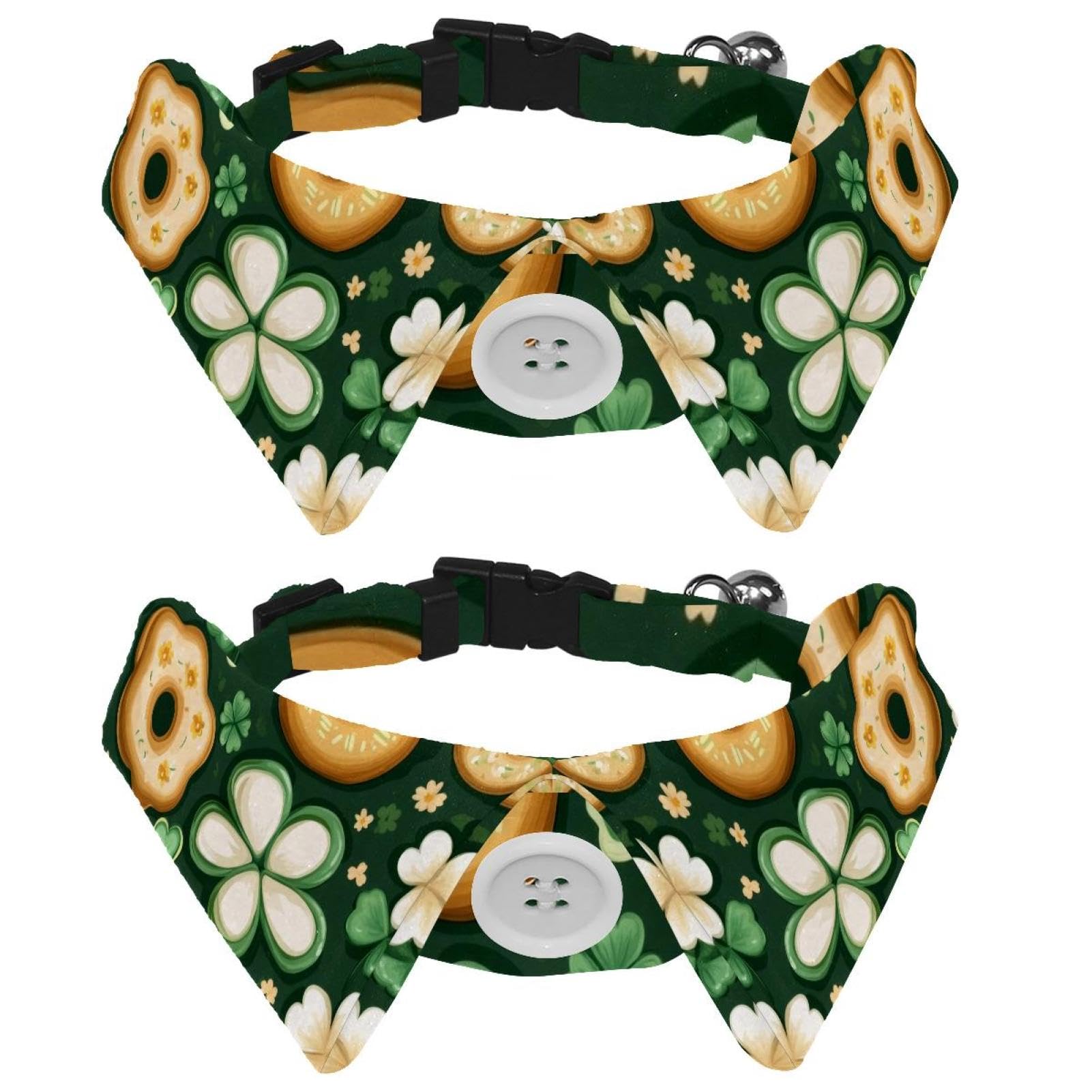16-teiliges St. Patrick's Day Set Für Hunde & Katzen – Kleeblatt-Fliegen & Halsbänder, Verstellbar